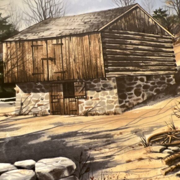 1983 Franciscan "LOG BARN" - The Vanishing American Barn Series Plate EXC! - Picture 2 of 3